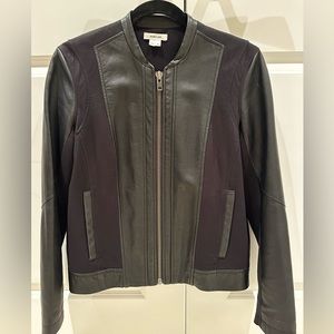 Helmut Lang Black Leather and Fabric Jacket